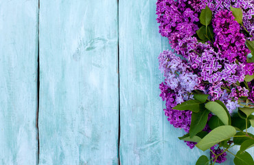 lilac on wooden surface