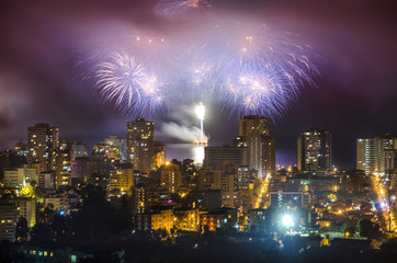 FIREWORKS IN VALPARAISO CHILE, NEW YEAR 2015
