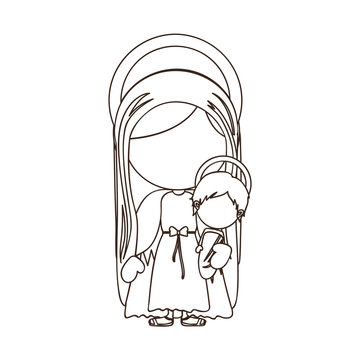virgin mary holding baby jesus  holy family icon image vector illustration design 