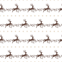 Christmas seamless pattern with reindeers