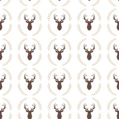 Christmas seamless pattern with reindeers