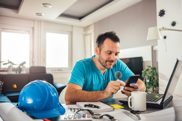 Man using smart phone