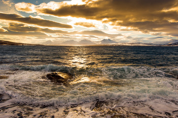 Naklejka premium Coast of the Norwegian Sea.Tromso