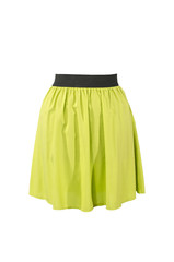 Summer neon green skirt isolated on white background.Short mini skirt with cut out on white.