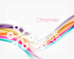 Snowflakes on wave line, Christmas and New Year background