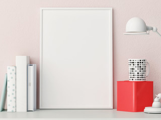 Close up office corner, 3d illustration