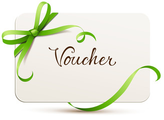 card with green bow - voucher 