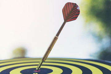 Target dart with arrow background ,metaphor to target marketing or target arrow concept.