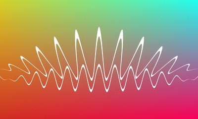 Colorful simple background with white waves, tech shapes. Vector abstract illustration