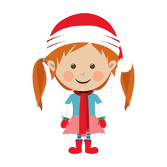 girl wearing christmas hat icon image vector illustration design 