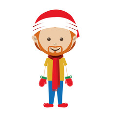 man wearing santa hat christmas icon image vector illustration design 