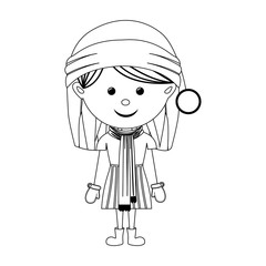 girl wearing hat merry christmas icon image vector illustration design 
