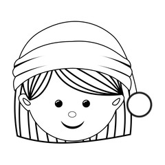 girl wearing hat merry christmas icon image vector illustration design 