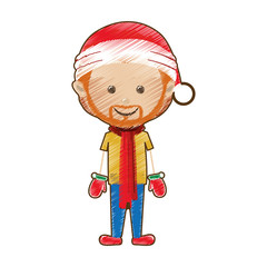 man wearing hat merry christmas icon image vector illustration design 