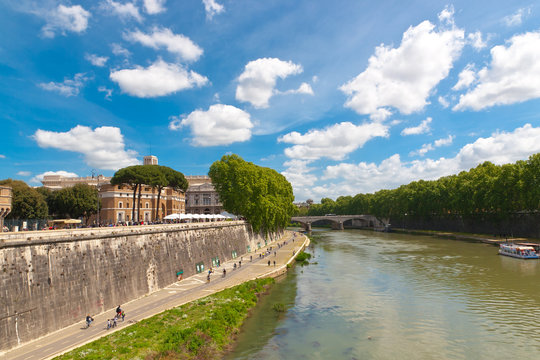 Tiber River In Rome, Italy