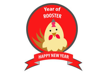 Chinese new year vector badge, year of Rooster