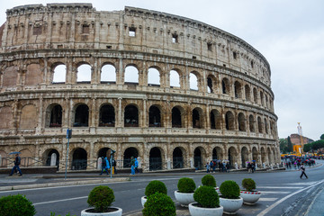 Fototapeta na wymiar One of the most important landmarks in Rome - The Colosseum - Colisseo di Roma