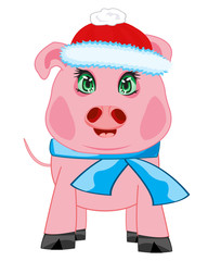 Piglet in hat and scarf