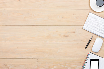 Office supplies on the wooden desk