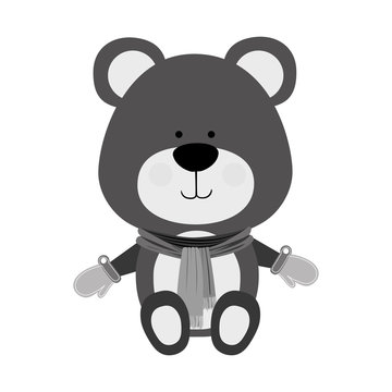 teddy bear wearing winter accesories merry christmas icon image vector illustration design 