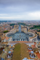 Fototapeta premium Amazing aerial view over the Vatican and the city of Rome from St Peters Basilica
