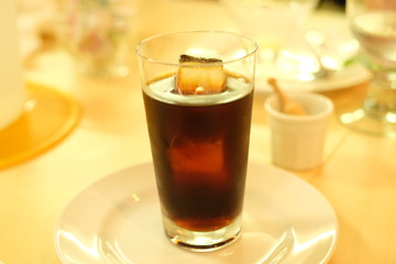 Black ice coffee on the table