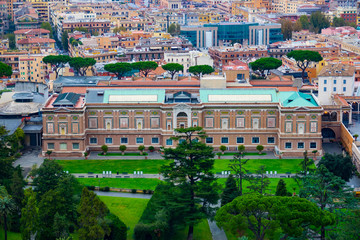 The Vatican gardens - aerial view from St Peters in Rome