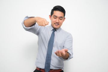 Young Asian businessmen feeling acting for Corporate social responsibility (CSR) business concept.