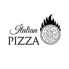 Italian Pizza Label. Badge Pizzeria. Design Elements Vector Illustration.