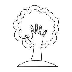 tree and hand abstract icon image vector illustration design 