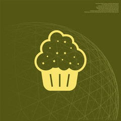 Flat paper cut style icon of cake