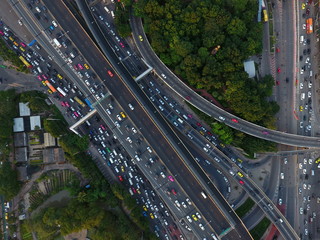 city traffic bird eye's view