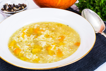 Chicken soup with rice and vegetables