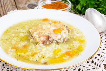 Chicken soup with rice and vegetables