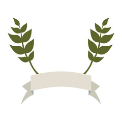banner emblem with olive branches icon image vector illustration design 