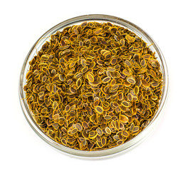 Fennel Seeds in a Glass Bowl on  White