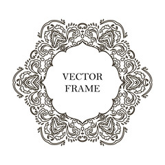 Vector decorative line art frame for design template.