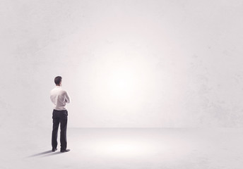 Finance worker standing in pure nothing