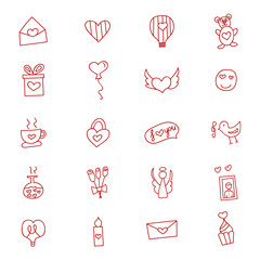 Hand drawn love and hearts doodles icon set , vector illustration