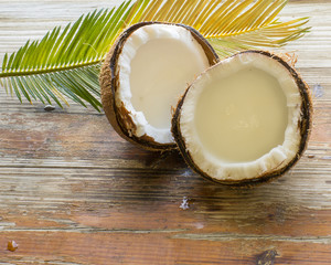 Fresh Coconut On A Rustic Background