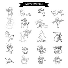 Obraz premium Hand drawing Merry Christmas funny drawing Santa Claus