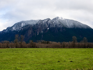 First snow over Mount Si near North Bend, WA