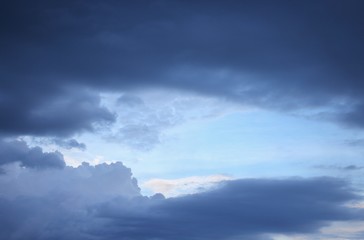 Fototapeta na wymiar blue sky and raincloud dark motion beautiful