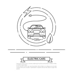 Obraz premium Modern electric powered car with cord and plug Line art