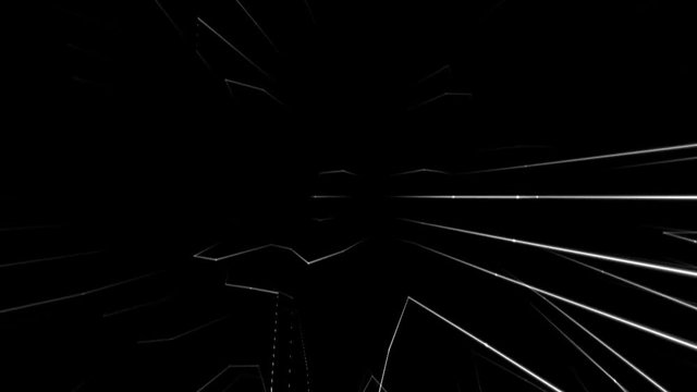 VJ Footage. Digital Landscape Created by Machine. White Generative Lines From Above.