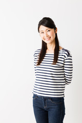 portrait of young asian woman isolated on white background