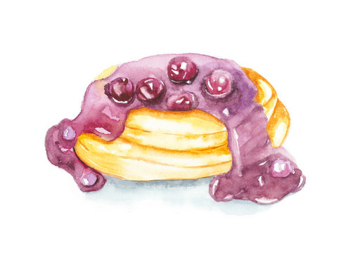 Pancake Watercolor painting on white background