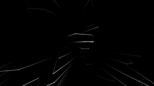 VJ Footage. Digital Landscape Created by Machine. White Generative Lines Appearing from the Dark Depth.