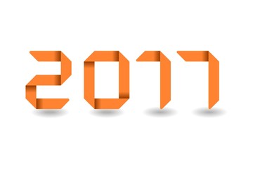 New year 2017 text folded paper on white background vector illustration