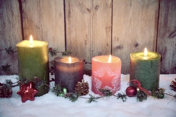 Adventskerzen - Grußkarte - vierter Advent